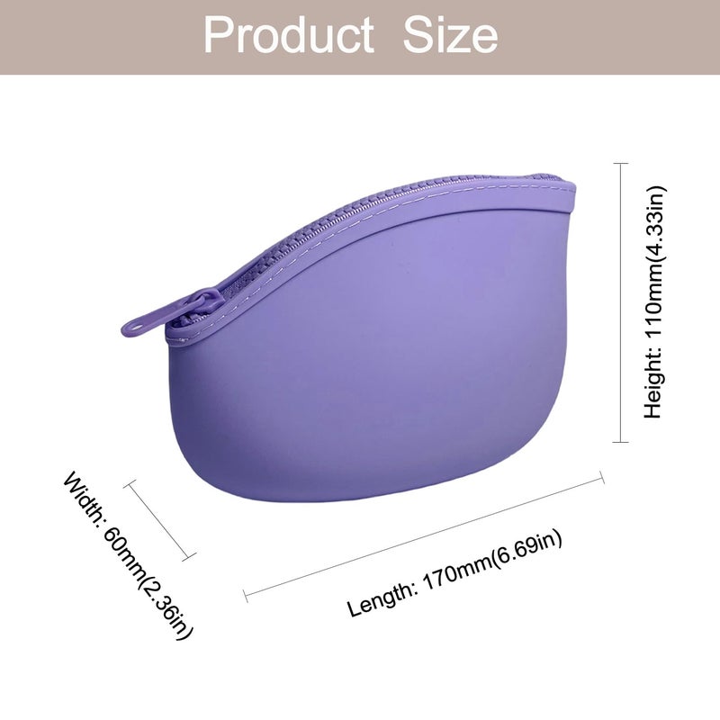 WHHJM Small Makeup Bag Premium Silicone Purse Bag Multifunctional Essential Bag Zipper Pouch Water and Heat Resistant (Purple) - Image 5